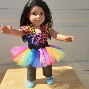 Handmade 18" Doll Outfit Rainbow Peace Sign NEW